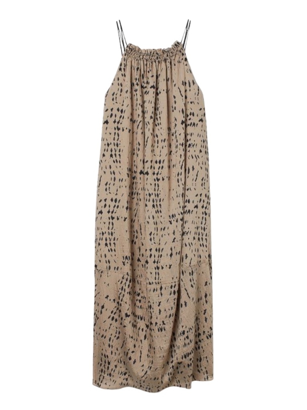 H&M Lyocell Maxi Dress Abstract Print Gathered Neckline Strappy | Small